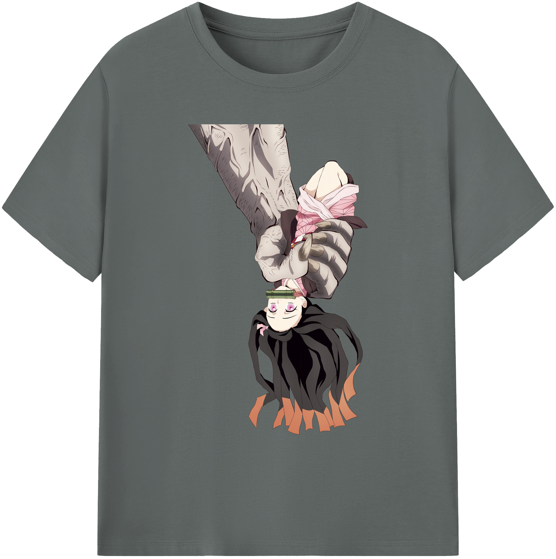 （画像用） 鬼滅の刃（きめつのやいば）竈門 禰󠄀豆子／かまど ねずこ Kamado Nezuko 綿100％ メンズ半袖Tシャツ｜肌触りやわらか＆通気性